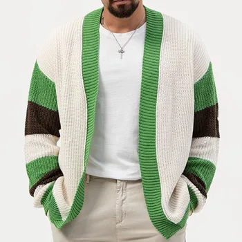 Мужская одежда, Зимняя мужская Утепленная Контрастная одежда, Высококачественный кардиган, вязаный свитер, теплая куртка Jaqueta Masculina