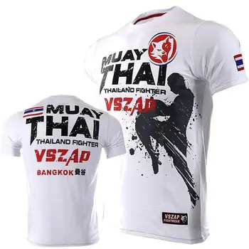 Мужская футболка VSZAP Muay Thai 3D, Толстовка для бега, спортзала, Фитнеса, тренировок по ММА, Боксерская быстросохнущая толстовка