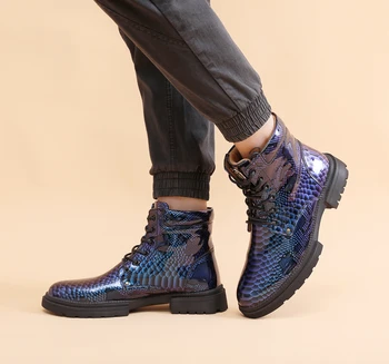 Мужские деловые ботинки на шнуровке, мужская кожаная модная мужская обувь с высоким берцем, тренд 2023 года, универсальные мужские мотоциклетные ботинки