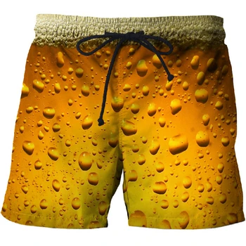 Мужские пляжные шорты с 3D принтом в пивной тематике Для мужчин и женщин, летняя мода, свежая повседневная пляжная одежда для отдыха, спортивные шорты для фитнеса, Быстросохнущие шорты