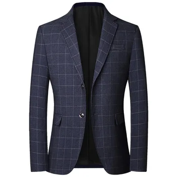 Мужской блейзер весны 2023, однотонный облегающий повседневный деловой костюм, пиджак, Высококачественная свадьба жениха, мужской блейзер, куртка, пальто