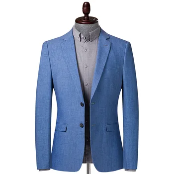 Мужской костюм, осенний тонкий повседневный блейзер, синее приталенное маленькое пальто, мужская одежда для званого ужина, официальная одежда с вырезами на лацканах.