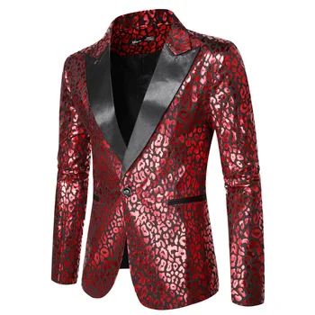 Мужской Роскошный Красный пиджак с пайетками, приталенный блейзер с лацканами, куртка, мужская вечеринка, ночной клуб, Сценические певцы, Блейзеры, Костюм Homme XXL