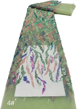 Мэдисон Блестки Роскошные бусины Кружево в Африканском стиле 2023 Высококачественная ткань с пайетками ручной работы 5 ярдов Нигерия для вечернего платья