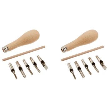 Набор инструментов для вырезания резиновых штампов из линолеума с 20 лезвиями, Деревянная ручка, Набор инструментов для гравировки