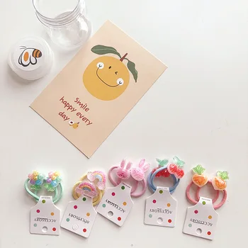 Набор красочных аксессуаров для волос с кроликом для детей - 5 шт./ набор повязок и резинок для волос в корейском стиле