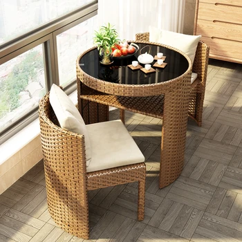 Наборы садовой мебели из ротанга, домашний стол на балконе, стулья, комбинированное хранилище во внутреннем дворике, стол и стул для отдыха, набор из трех предметов