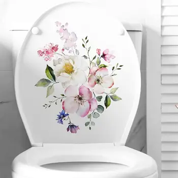 Наклейки для ванной комнаты, туалета, современный минималистичный цветочный узор, самоклеящиеся картины для украшения ванной комнаты