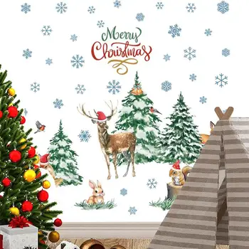 Наклейки на стену в виде рождественской елки, наклейка на стекло, Рождественская елка, наклейка на окно в виде снежинки, Рождественское украшение для дома, настенные украшения.