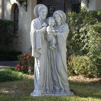 Наружные статуи святого семейства из стекловолокна для рождественского украшения дома