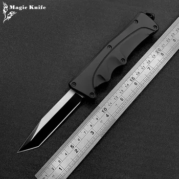 Наружный портативный тактический нож для самообороны с безопасной и противоскользящей рукояткой из цинкалюминиевого сплава, кухонный инструмент с 440 лезвиями