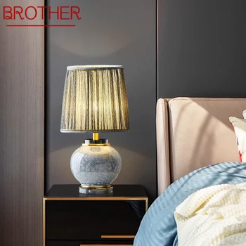 Настольная лампа BROTHER из современной керамики, роскошная гостиная, спальня, кабинет, оригинальная светодиодная настольная лампа из латуни