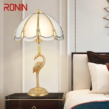 Настольная лампа RONIN из современной золотой латуни, Светодиодная Медная Настольная лампа Креативного декора для дома, гостиной, спальни