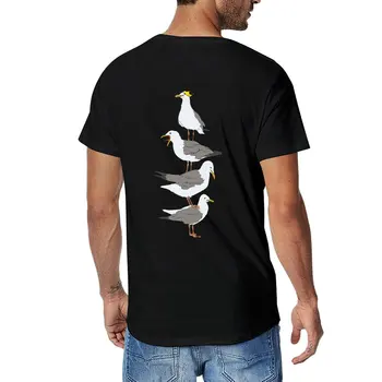 Новая футболка Stack of Seagulls, блузка, милые топы, одежда в стиле хиппи, облегающие футболки для мужчин