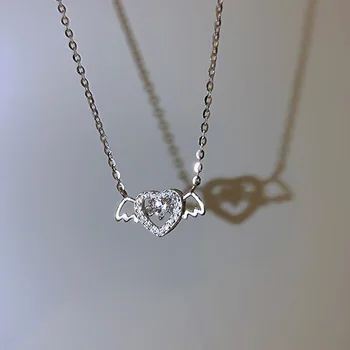 Новое креативное ожерелье в форме ангельских крыльев в форме сердца для женщин, любящих изысканные ожерелья с подвесками на ключицах e797