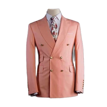 Новое поступление, только красивые мужские костюмы, Блейзер, приталенная мужская куртка с двубортным модным стилем, топы, пальто, мужская одежда
