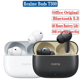 Новые беспроводные наушники Realme Buds T300 Bluetooth IP55 Водонепроницаемые 30 дБ с активным шумоподавлением 40 Часов автономной работы наушников