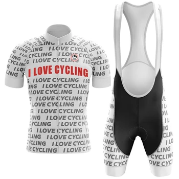 Новые комплекты из джерси I Love Cycling, мужская униформа, велосипедное снаряжение, летняя одежда 2023, блузка, гелевая куртка, одежда, горный велосипед, нагрудник, шорты, комплект