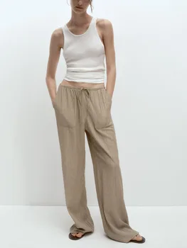 Новые летние женские модные универсальные брюки для мытья посуды с регулируемой эластичной резинкой на талии, повседневные широкие брюки