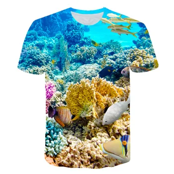 Новые футболки с 3D изображением подводного мира Coraline для мужчин, Модные повседневные футболки для отдыха, Летняя футболка с коротким рукавом и принтом