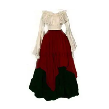Новый женский средневековый костюм для косплея на Хэллоуин, готический Ретро, Ренессанс, Средневековый карнавал, плиссированное корсетное платье с длинным рукавом, Шотландка