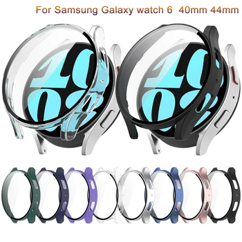 Новый ПК Полный Защитный Чехол Для Samsung Galaxy Watch 6 40 мм 44 мм Стеклянный Защитный Экран Жесткая Оболочка Бампер рамка Чехол + Пленка