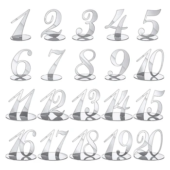 Номера столов, номера свадебных столов, акриловые номера столов для свадебных номеров столов, подставки для свадебных номеров (серебристые)