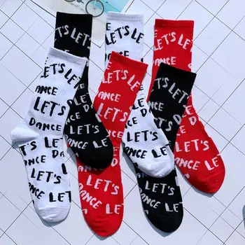 Носки Мужские Модные с буквенным принтом Красные Белые Черные Хлопковые средней длины в стиле хип-хоп Спортивные Носки Для женщин и мужчин