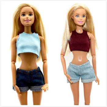 Одежда для куклы Новые джинсовые шорты без рукавов длиной 30 см 1/6 дюйма, аксессуары для повседневной носки, одежда для куклы Барби
