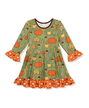 Одежда на День Благодарения и Хэллоуин, весенне-осеннее платье с длинными рукавами, бутик, юбка для маленьких девочек длиной до колен