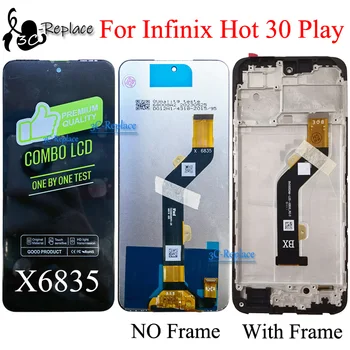 Оригинальный Черный 6,82 Дюйма Для Infinix Hot 30 Play X6835 30Play NFC X6835B ЖК-дисплей С Сенсорным Экраном и Цифровым Преобразователем В Сборе / С рамкой