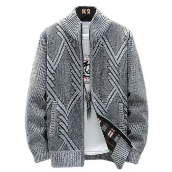 Осенне-зимний мужской кардиган в корейском стиле, свитер в полоску, мужские повседневные модные толстовки, вязаные пальто на молнии, мужские 8858