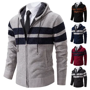 Осенне-зимний новый свитер с капюшоном в тон, куртка, мужской кардиган, трендовая корейская версия, модный мужской трикотаж длиной s