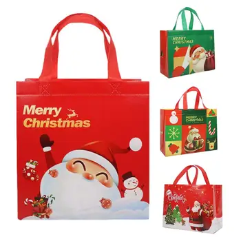 Пакеты для рождественских подарков Водонепроницаемая многоразовая Рождественская сумка-тоут с ручками Пакеты для печенья Санта-Клауса для подарка на Рождественскую вечеринку