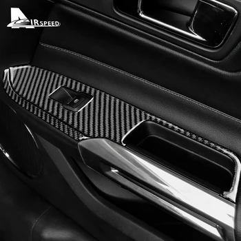 Панель управления переключателем окна автомобиля из настоящего углеродного волокна, Декоративная рамка, наклейки для Ford Mustang 2015-2022, наклейка для внутренней отделки салона