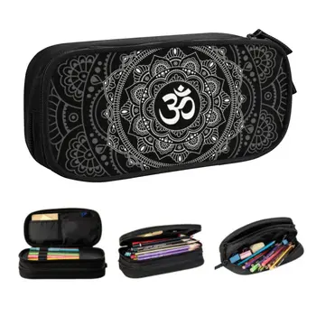 Пенал с мандалой Ом для девочек и мальчиков большой емкости, буддизм, Аум, Йога, ручка для медитации, сумка для школьных принадлежностей