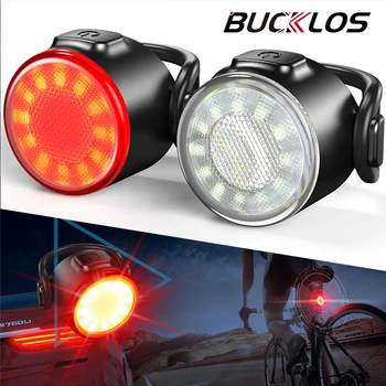 Передний и задний фонарь велосипеда BUCKLOS USB-индикатор для зарядки горного велосипеда, белая / красная светодиодная сигнальная лампа безопасности дорожного велосипеда, запчасти для MTB