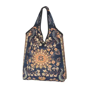 Персидский цветочный ковер в стиле Бохо Сарук, сумки для покупок в продуктовых магазинах, сумки через плечо, большая переносная винтажная этническая сумка с цветочным рисунком