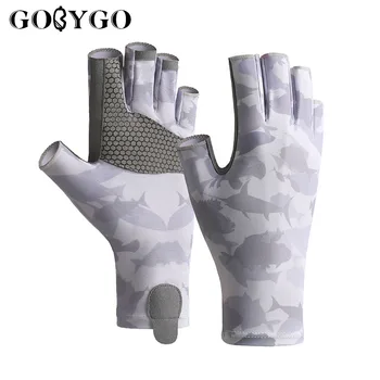 Перчатки для рыбалки на спортивном велосипеде GOBYGO, перчатки для рыбалки на полпальца, Нескользящие Дышащие высокоэластичные мужские перчатки для быстрого снятия льда