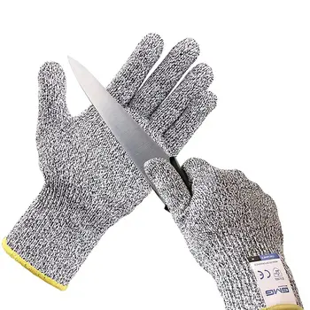 Перчатки с защитой от Порезов Горячая Распродажа GMG Серый Черный HPPE EN388 ANSI Защитные Рабочие Перчатки 5-го уровня, Устойчивые к порезам Перчатки