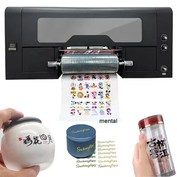 Печатающие головки Daul Машина для печати этикеток золотой фольгой Рулонный принтер Цифровой УФ-наклейки DTF формата A3 Планшетный принтер