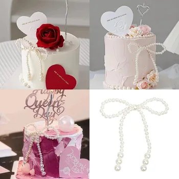 Пластиковый Топпер для торта с жемчужным бантом на День рождения, День матери, Женский день, украшение для девичника