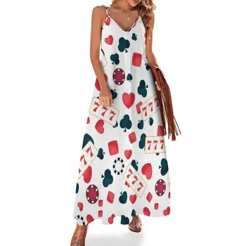 Платье без рукавов с рисунком игрового автомата Casino Gambler Poker, женское летнее платье 2023, женские платья для особых случаев