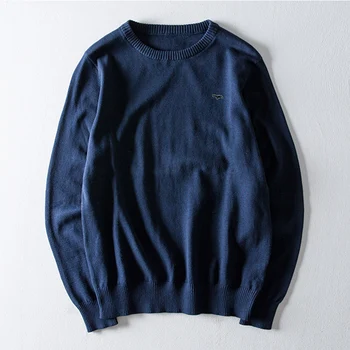 Плюс размер 5XL, осенний свитер из 100% хлопка для мужчин, пуловеры с круглым вырезом и рукавами в стиле пэчворк, мужские однотонные теплые зимние мужские свитера