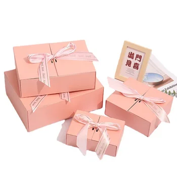 Подарочная коробка прямоугольной формы с лентой-бантом, подарки на День Святого Валентина, Упаковочные коробки, подарки-сюрпризы на годовщину, свадебные украшения