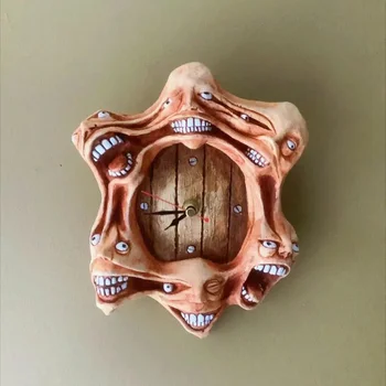 Поддельные креативные настенные часы с шестью головками, украшенные смолой