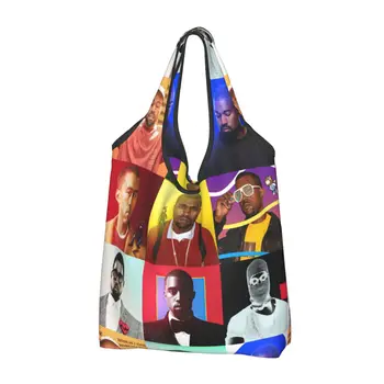 Популярный певец Канье Уэст, коллаж, сумки для покупок, женская забавная сумка для покупок, сумки большой емкости