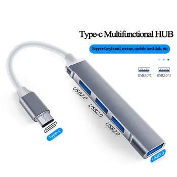 Портативный USB-концентратор 4 В 1 от USB 3.0 USB 2.0 концентратора типа C до 4-портового USB-адаптера для мобильных телефонов и компьютеров