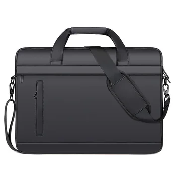 Портфель, портфели, сумки на ремне, мужская сумка через плечо, Черный Дюймовый ноутбук вместимостью 15,6 дюйма, водонепроницаемая тонкая мужская сумка