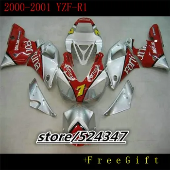 Привет-Темно-красный 00-01 YZFR1 00 01 YZF1000 YZF R1 YZF 1000 Fortuna Серебристый YZF-R1 R1 2000 2001 Обтекатели для Yamaha